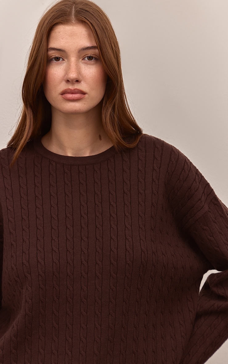Chocolate Baby Cable Knit Oversized Sweater  image 4