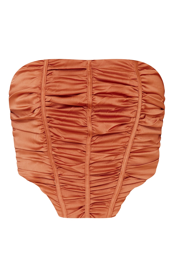 Rust Structured Satin Panel Detail Corset image 5