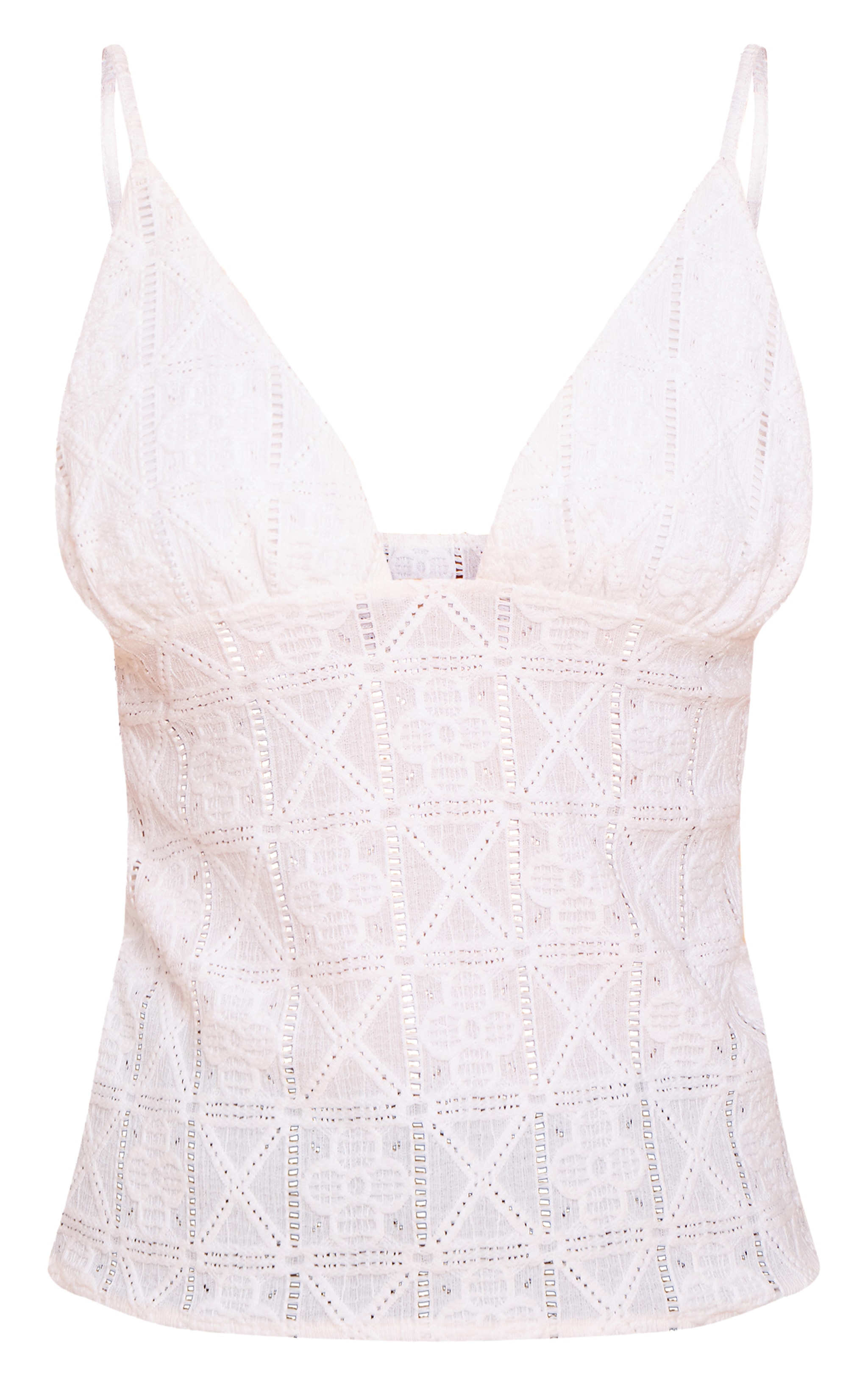 White Crochet Textured Cami Top image 5
