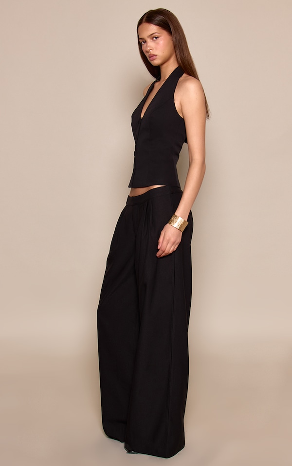 Black Pleated Tailored Trousers