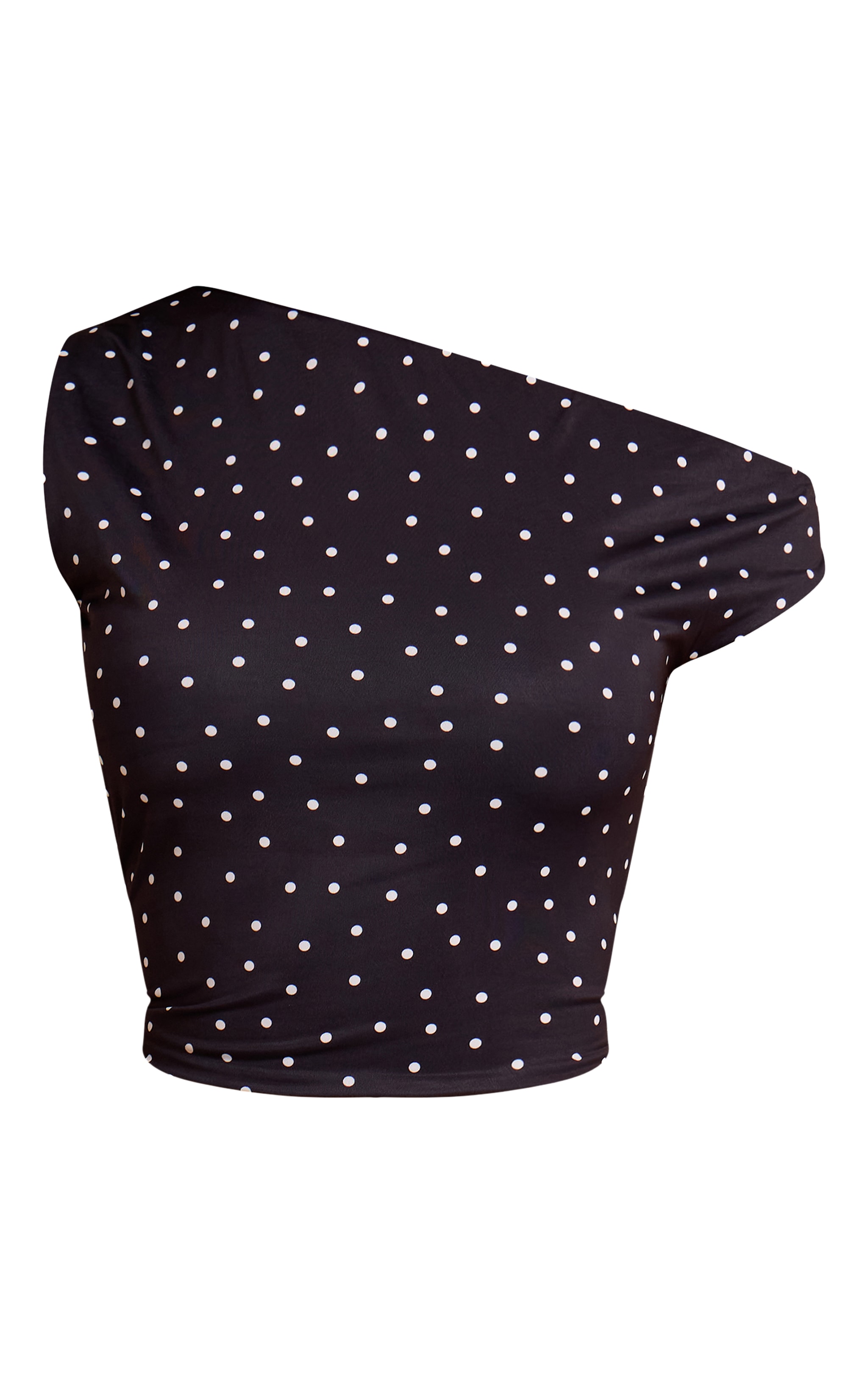 Slinky Polka Dot Print Asymmetric Top image 5