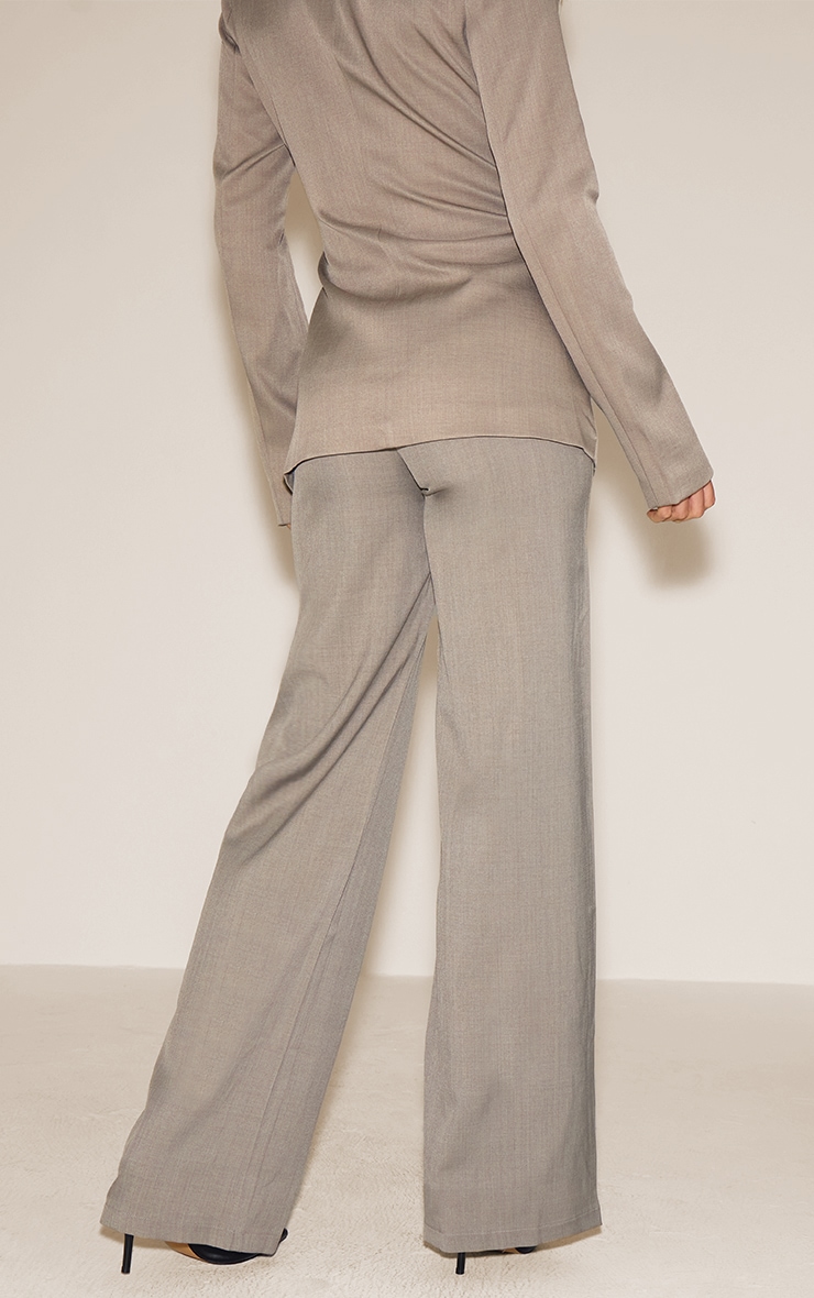 Tall Mocha Premium Tailored Woven Seam Detail Wide Leg Pants image 3