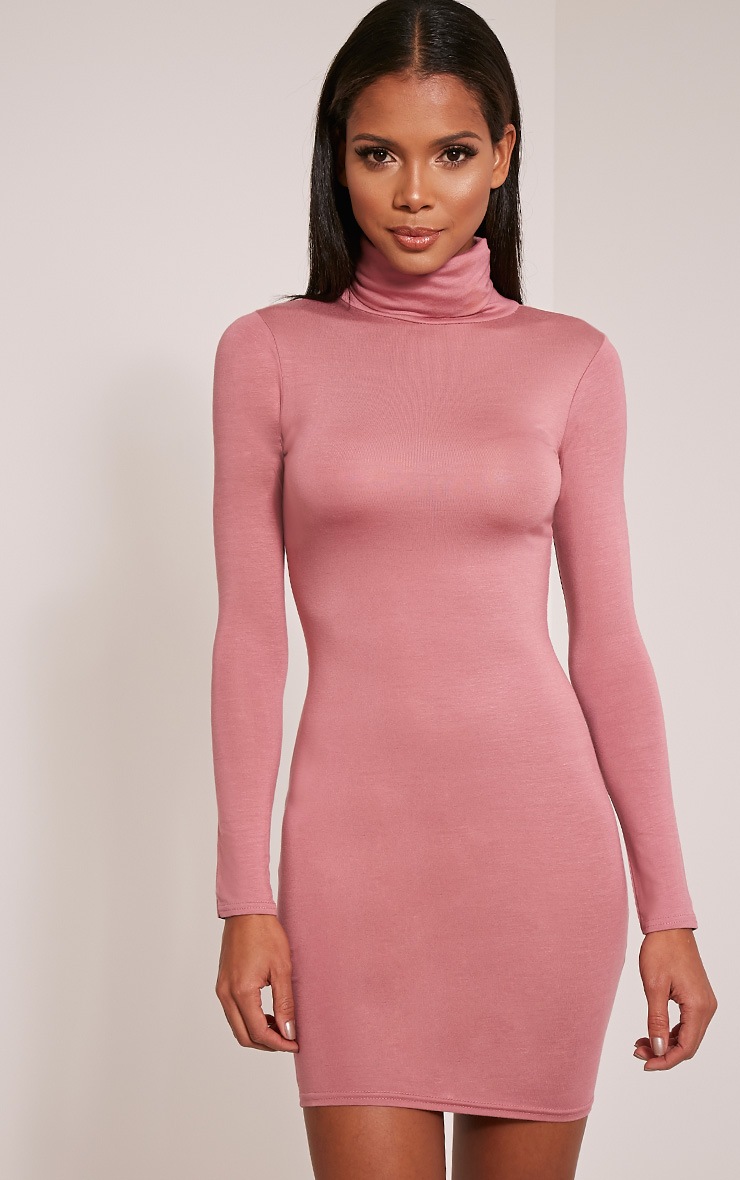 roll neck bodycon dress