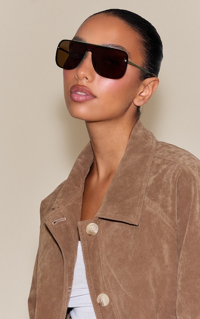 Smokey Olive Skinny Aviator Sunglasses