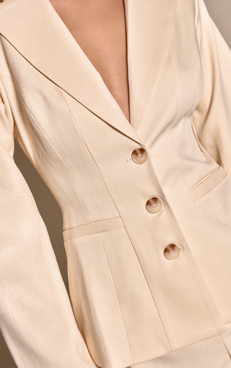 Cream Tailored Woven Button Detail Playsuit image 4