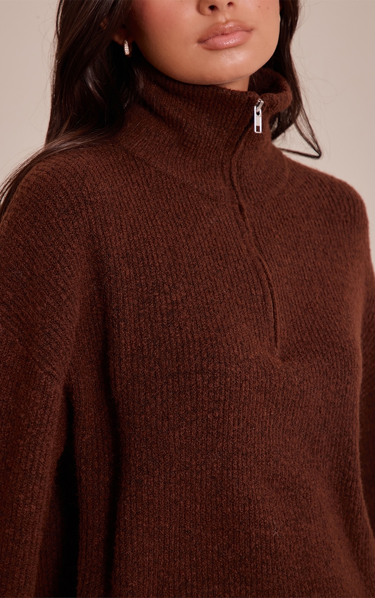 Chocolate Half Zip Soft Knit Jumper image 4