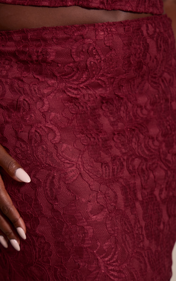 Plus Jupe longue en dentelle rouge vin image 4