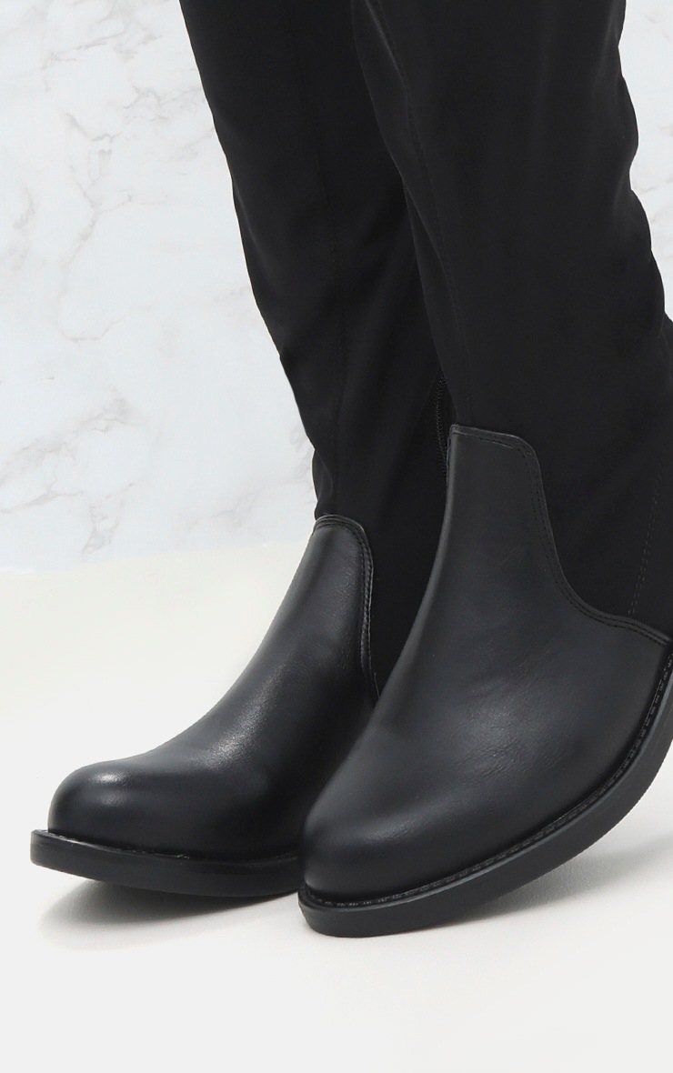 Black Flat Sock Thigh High Boot Shoes PrettyLittleThing