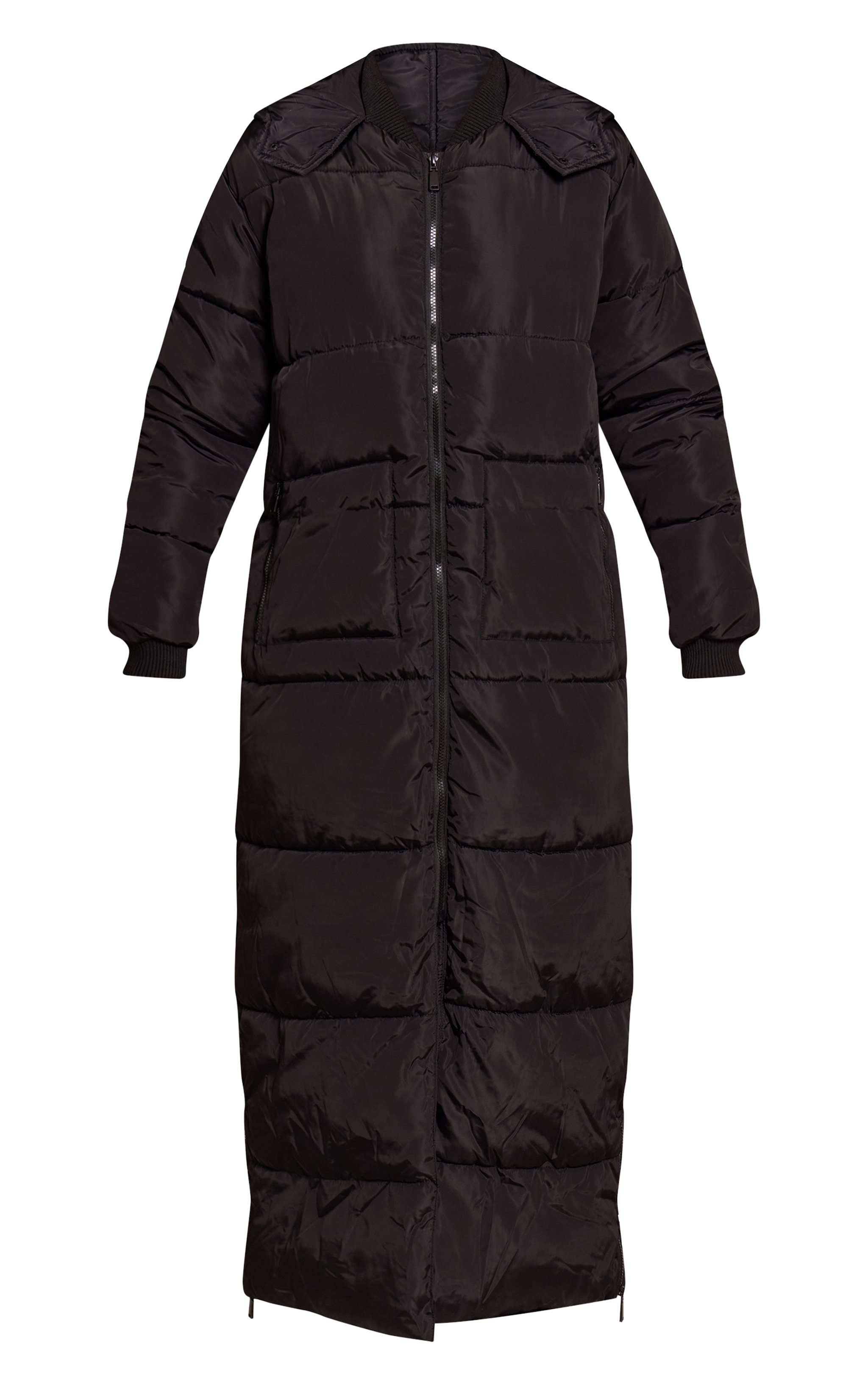 Tall Black Maxi Longline Hooded Puffer Coat image 5