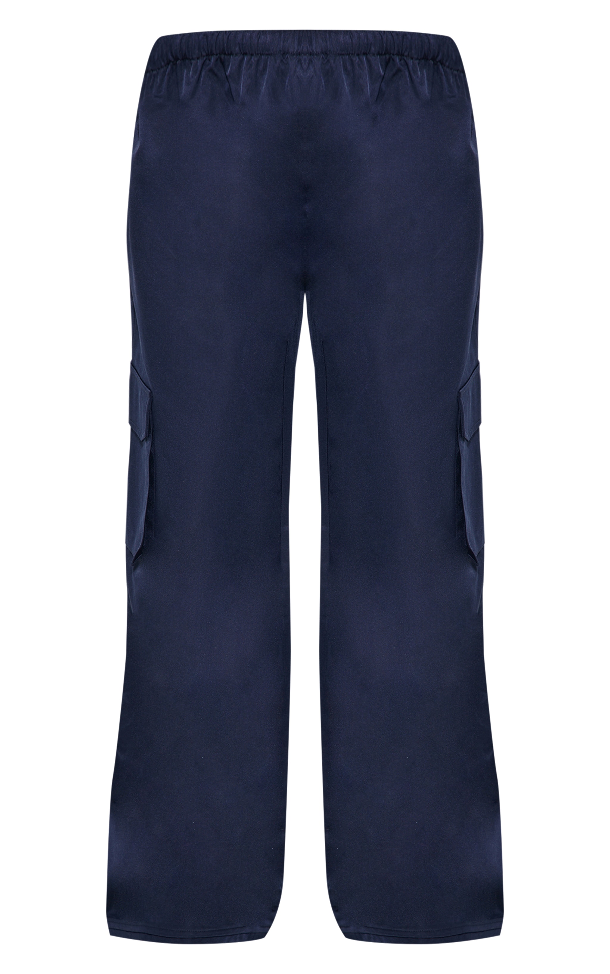 Navy Drawstring Cargo Pocket Detail Straight Leg Pants image 5