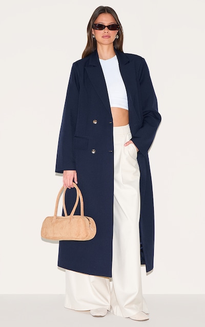Navy Maxi Length Duster Coat
