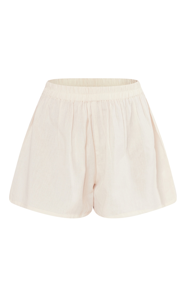 Cream Linen Feel Basic Boxy Shorts image 6