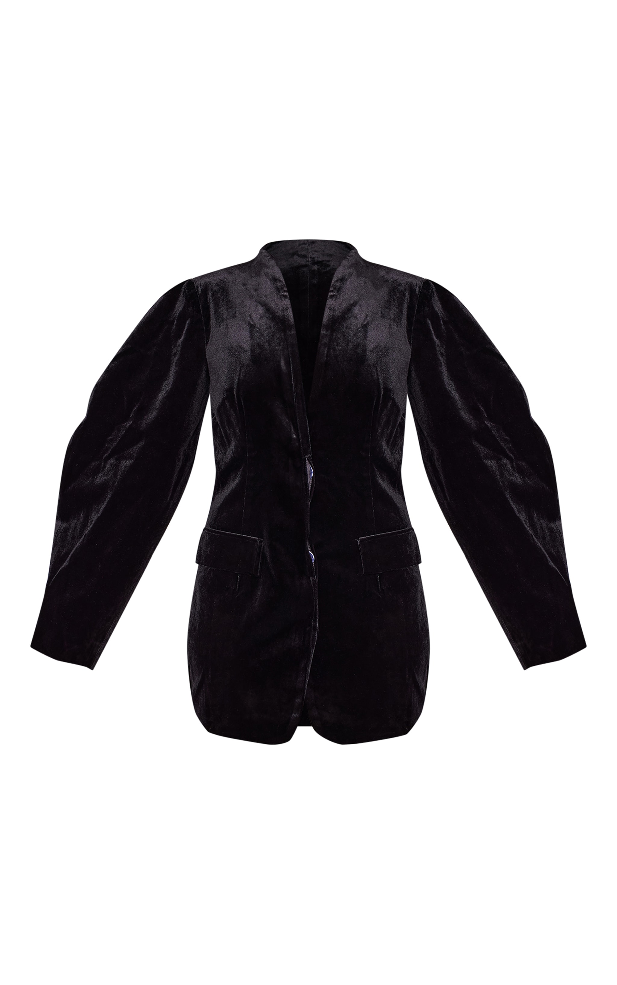 Robe blazer en velours noir à manches ballon image 5