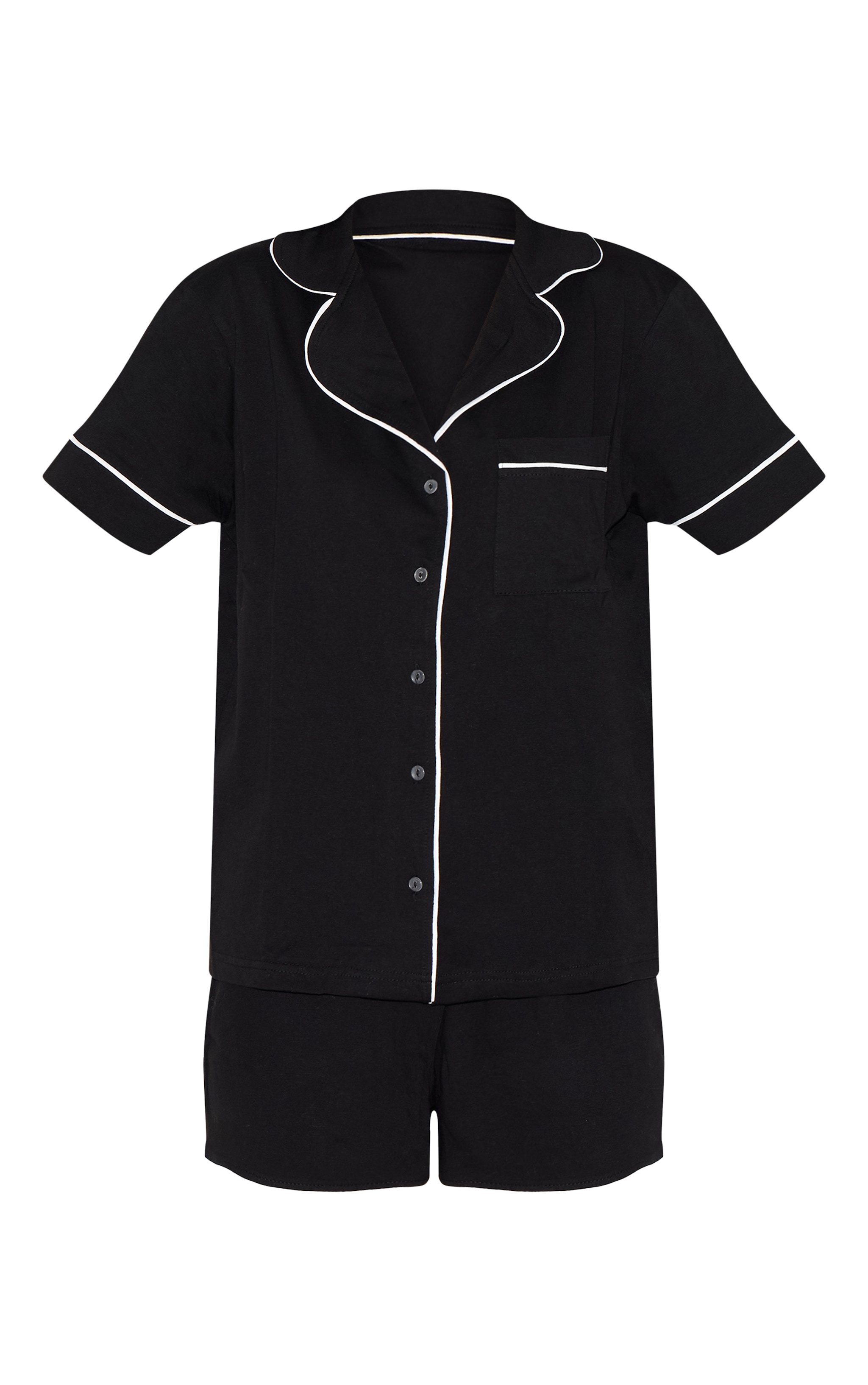 Black Jersey Piping Short Pj Set image 5