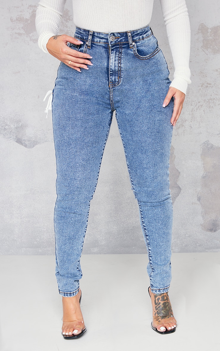 Shape Vintage Wash Lace Up Bum Skinny Jeans image 2