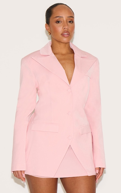 Shape Blush Linen Look Split Hem Cinched Adjustable Waist Blazer