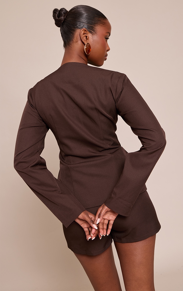 Chocolate Woven Tailored Button Romper image 2