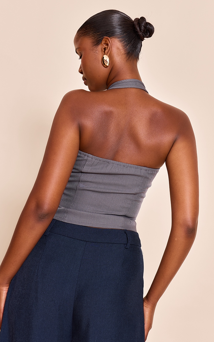Charcoal Boned Dip Hem Corset image 2