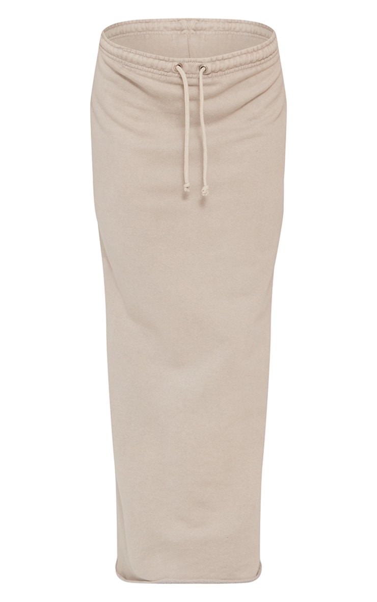 Ash Grey Washed Split Hem Low Rise Maxi Skirt image 5