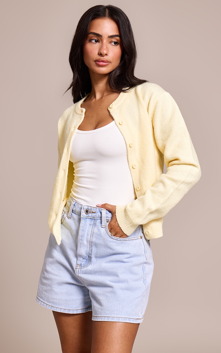 Petite Lemon Knit Button Through Cardigan image 1