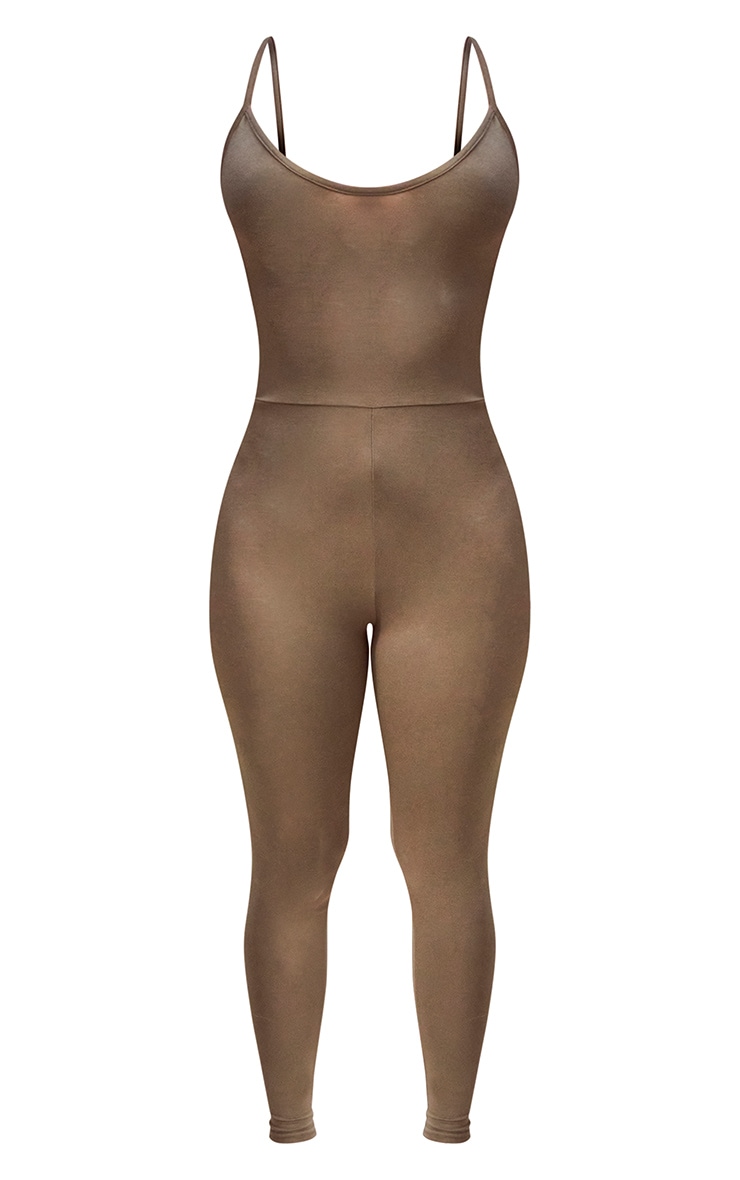 Khaki Basic Strappy Plunge Jumpsuit