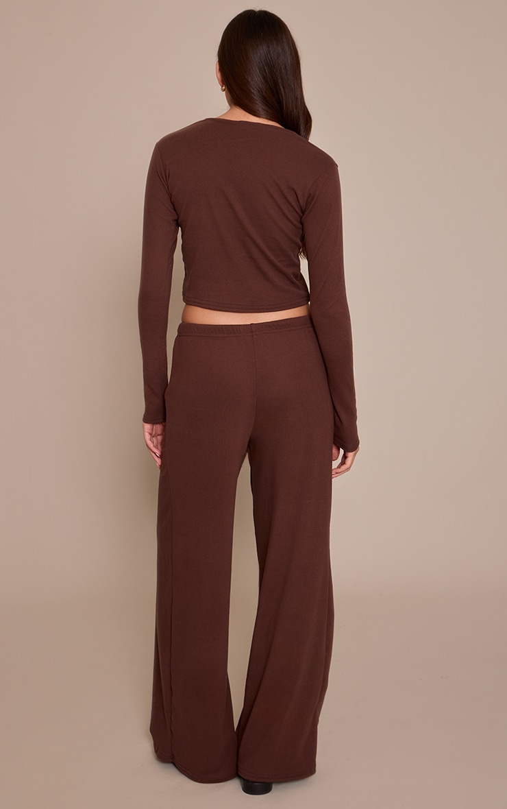 Chocolate Soft Touch Elasticated Trousers image 3