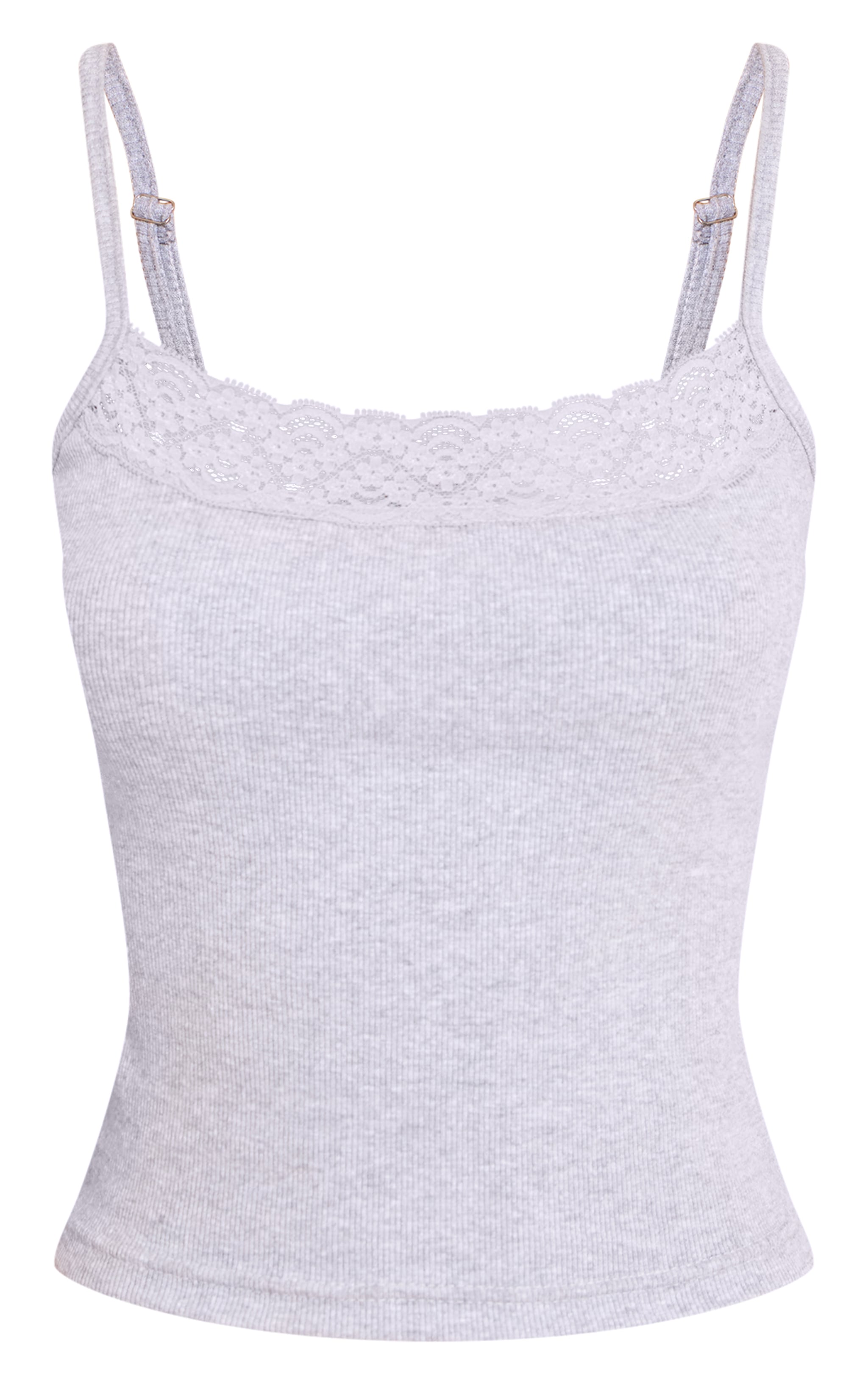 Top débardeur gris à bordures en dentelle image 5