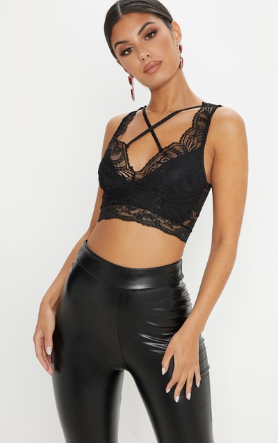 Red snake sheer mesh cross back bralette bras and accessories