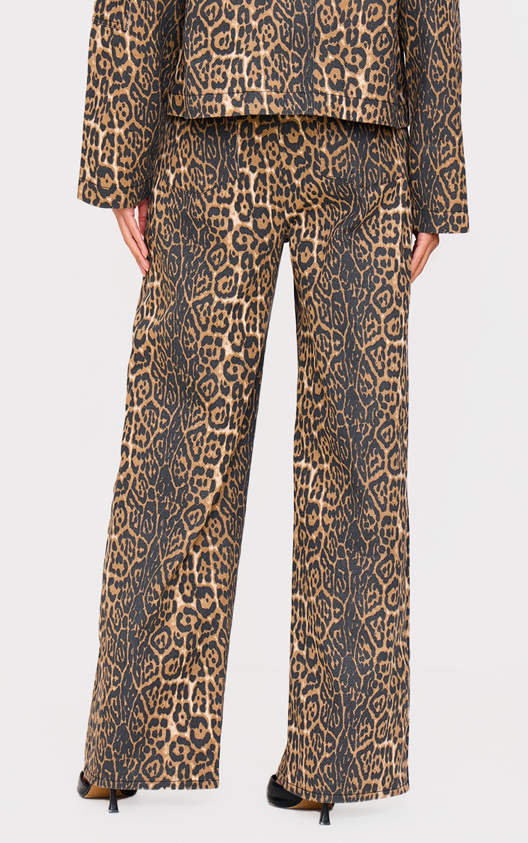 Stone Leopard Twill Wide Leg Pants  image 3