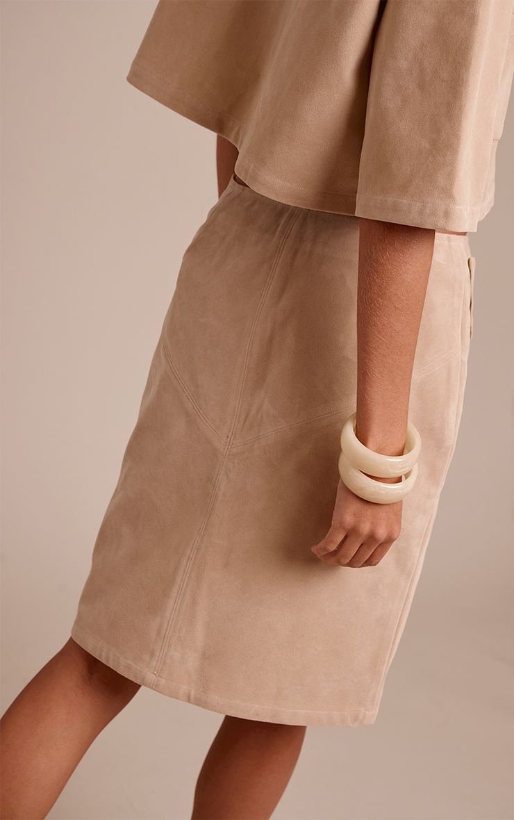 Sand Faux Suede Midi Skirt image 3
