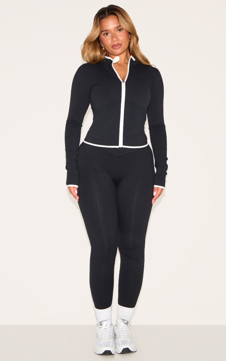 Shape Black Active Contrast Binding Zip Up Jacket image 3