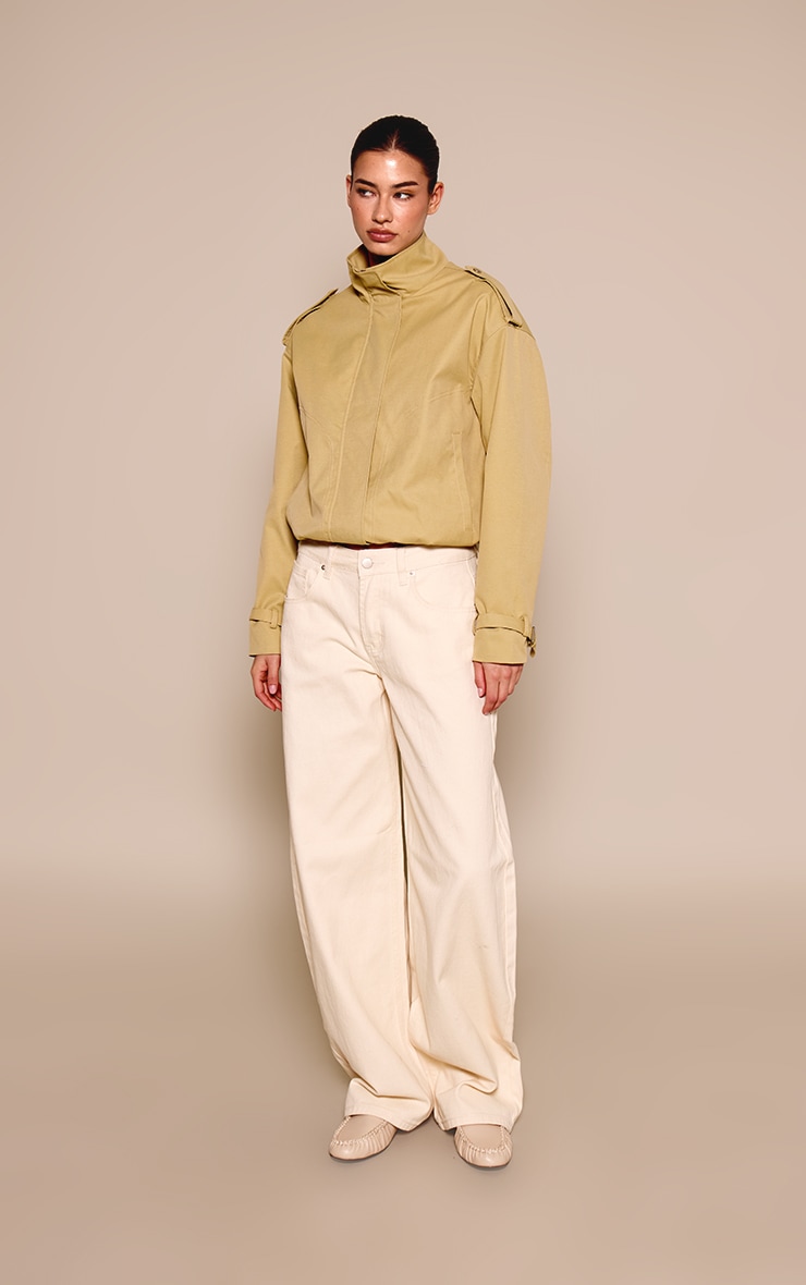 Beige Utility Trench Jacket image 3