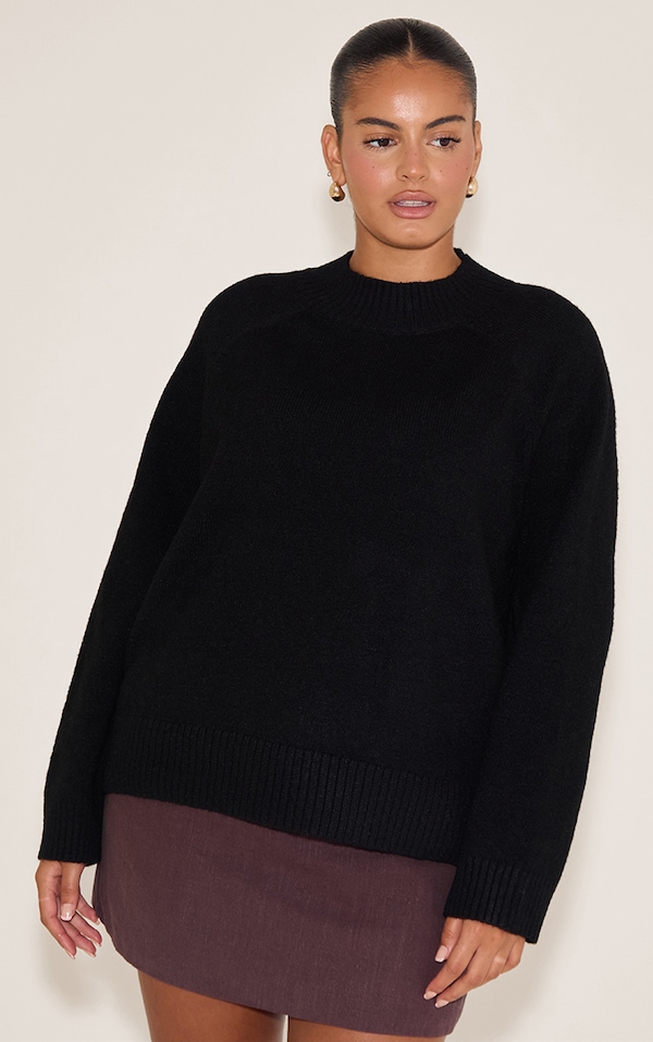 Plus Black Turtleneck Knit Jumper