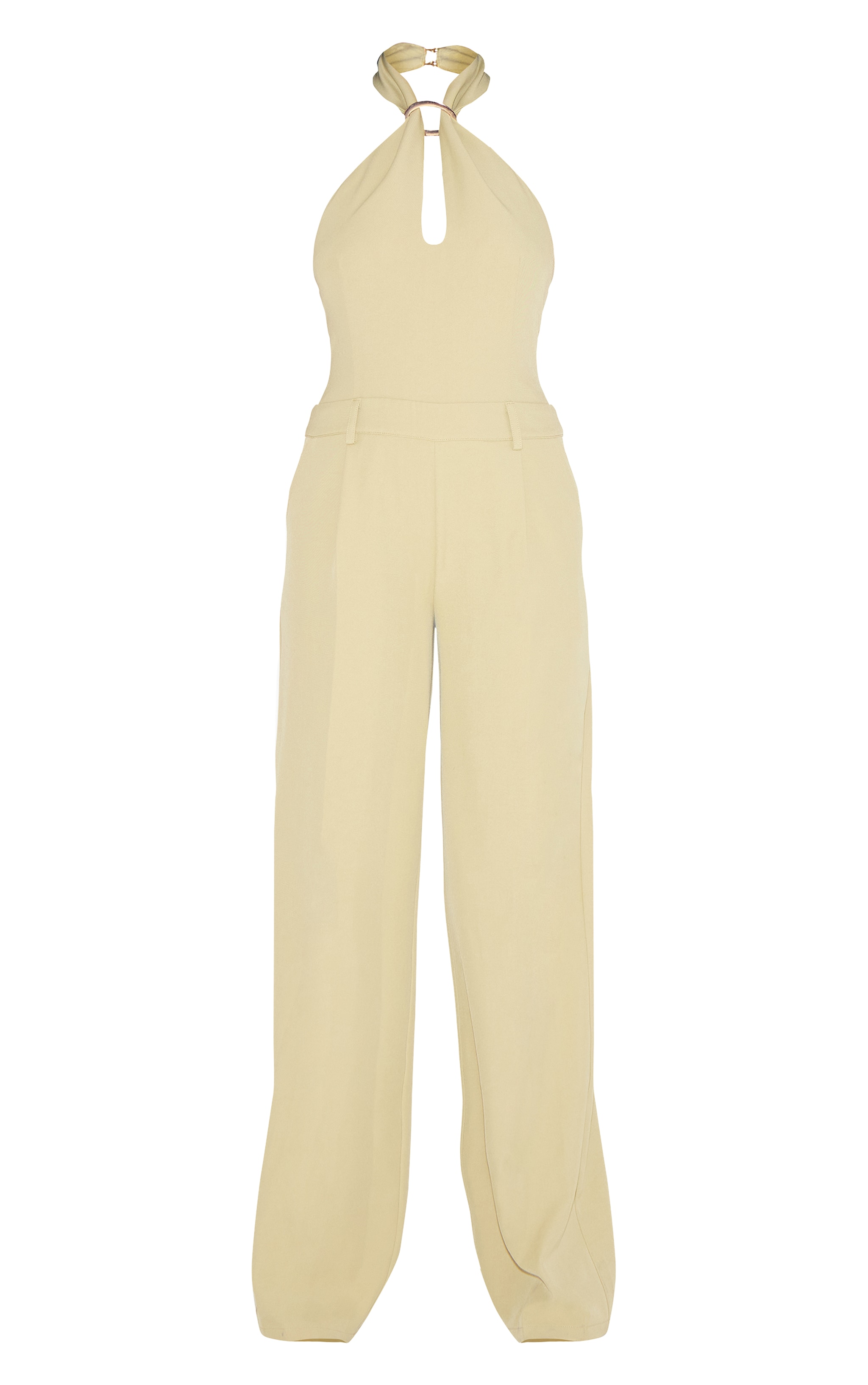 Sage Woven Halterneck Trim Wide Leg Jumpsuit image 5