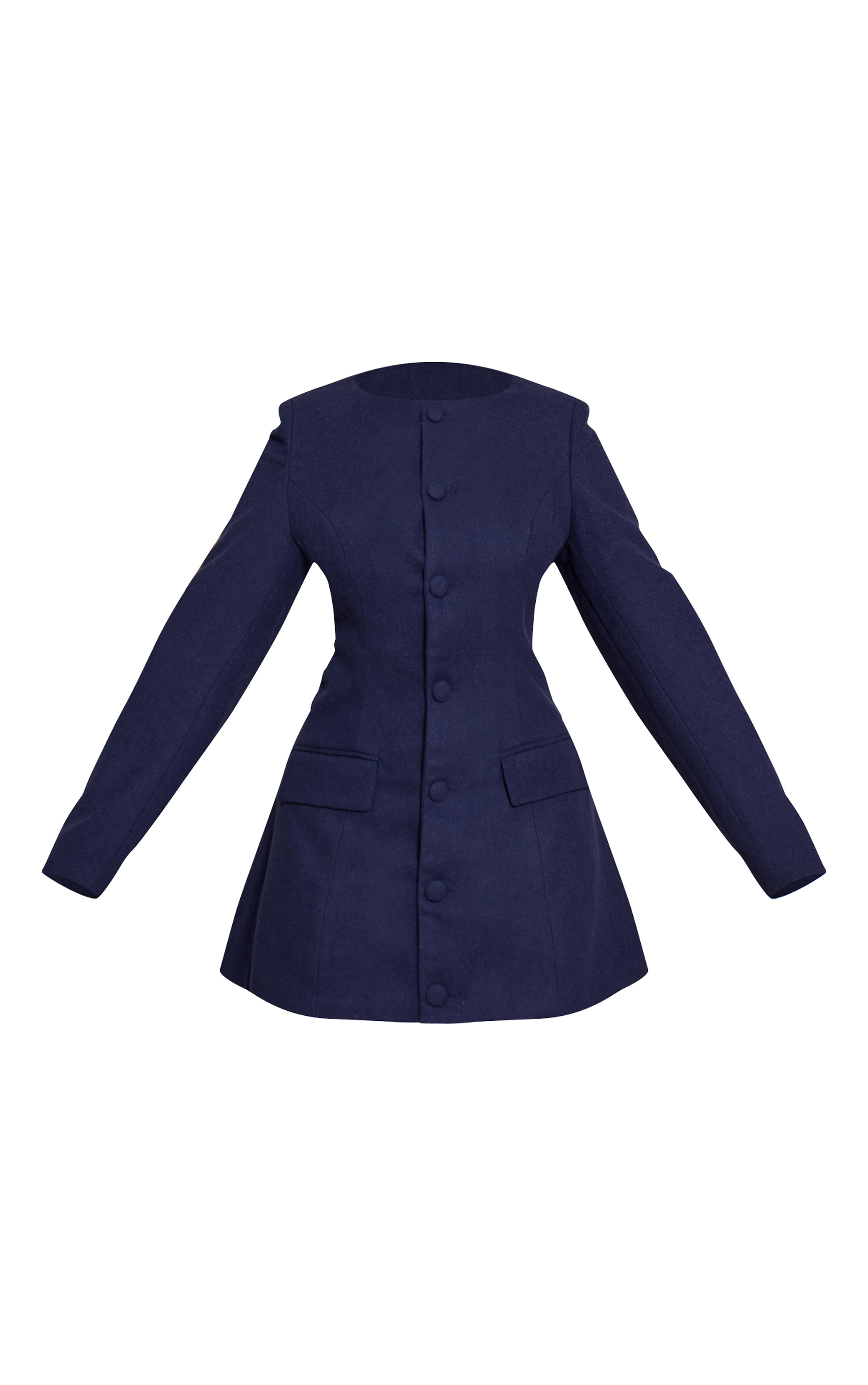 Shape Navy Wool-Look Button Front Blazer Dress image 5