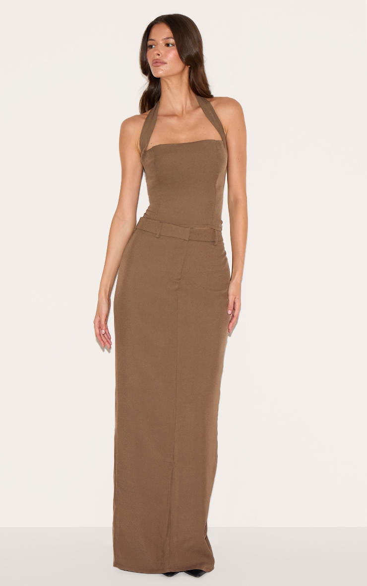 Chocolate Tailored Woven Maxi Skirt image 4