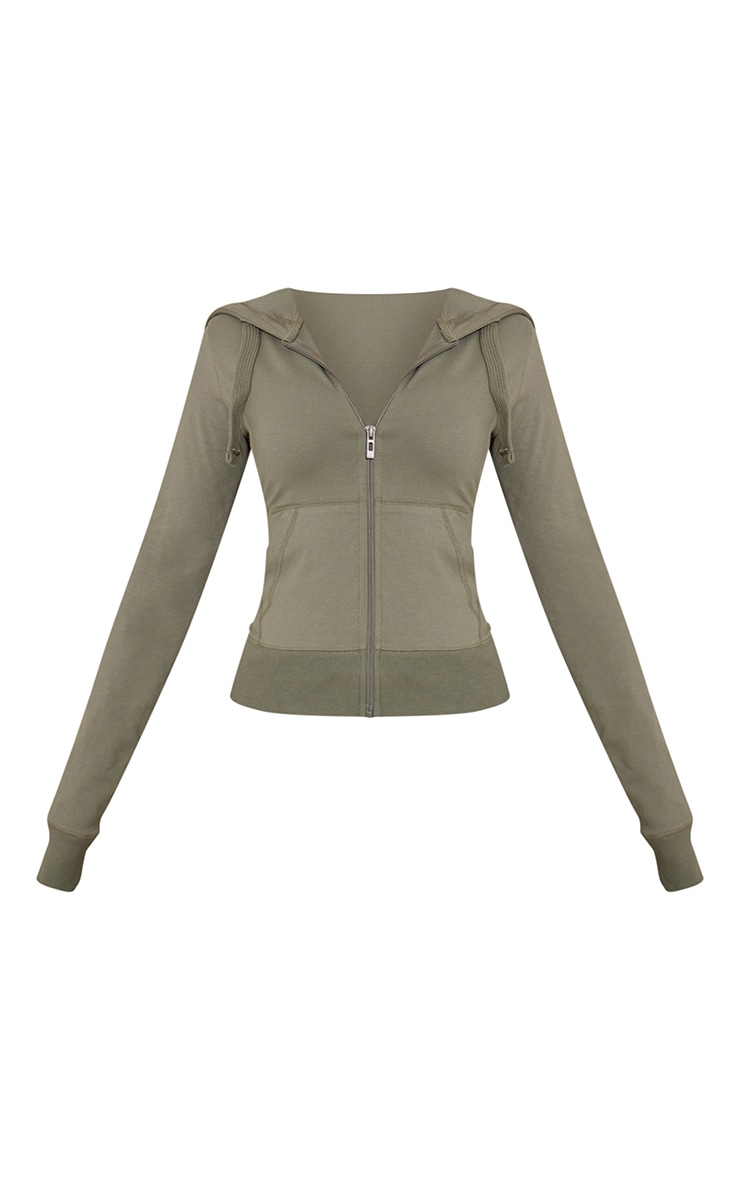 Petite Sea Green Zip Up Fitted Track Top image 5