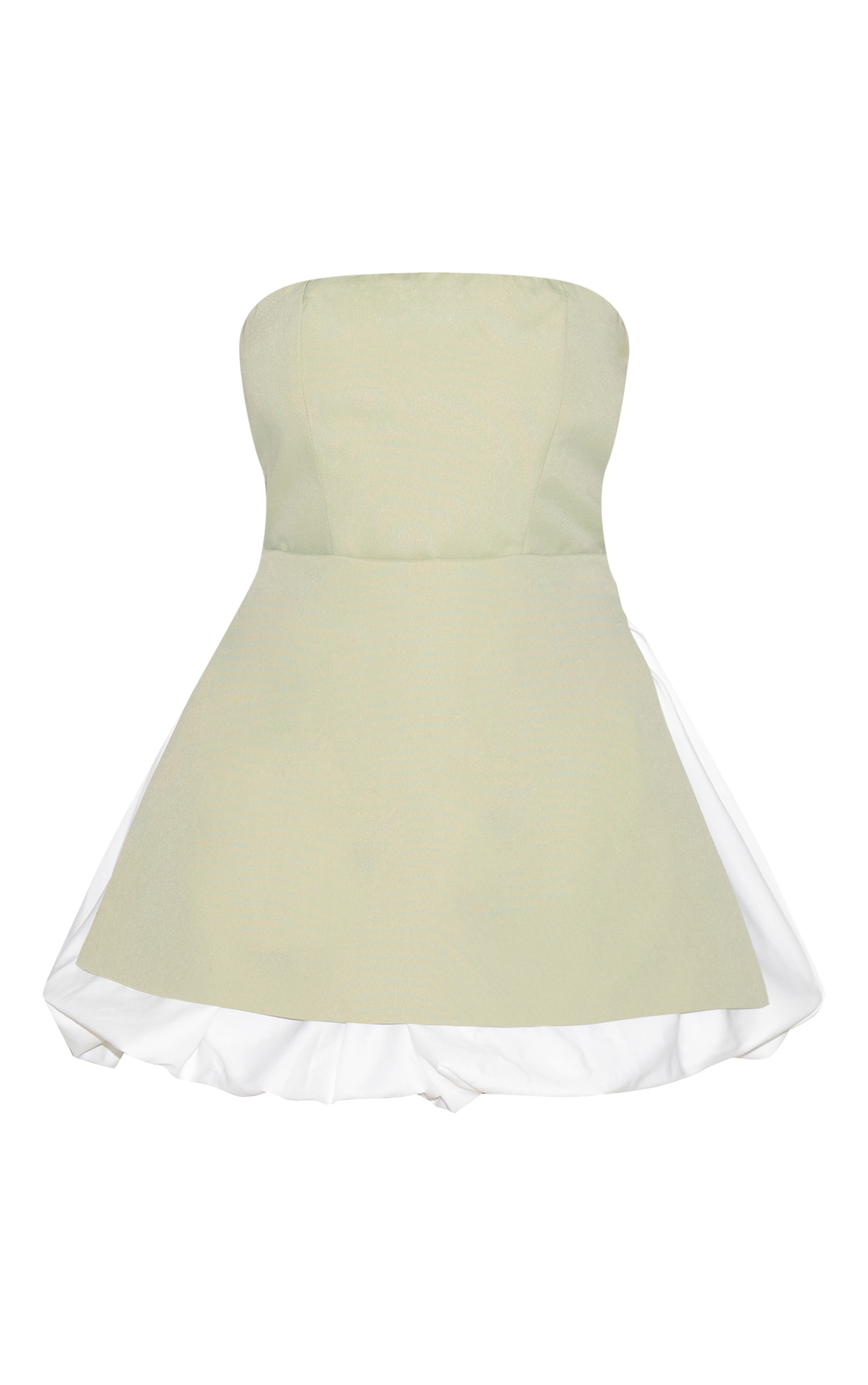 Sage Green Tailored Bandeau Puffball Hem Shift Dress image 5
