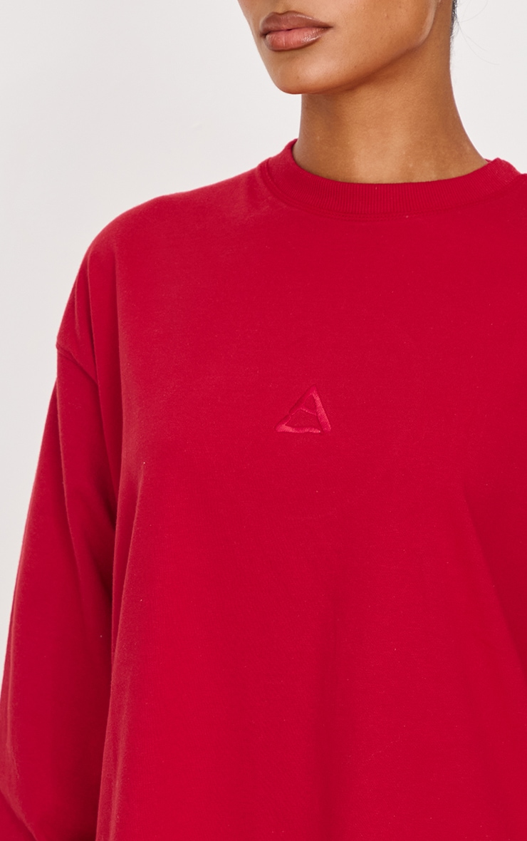 Dark Red Embroidered Sweatshirt image 4