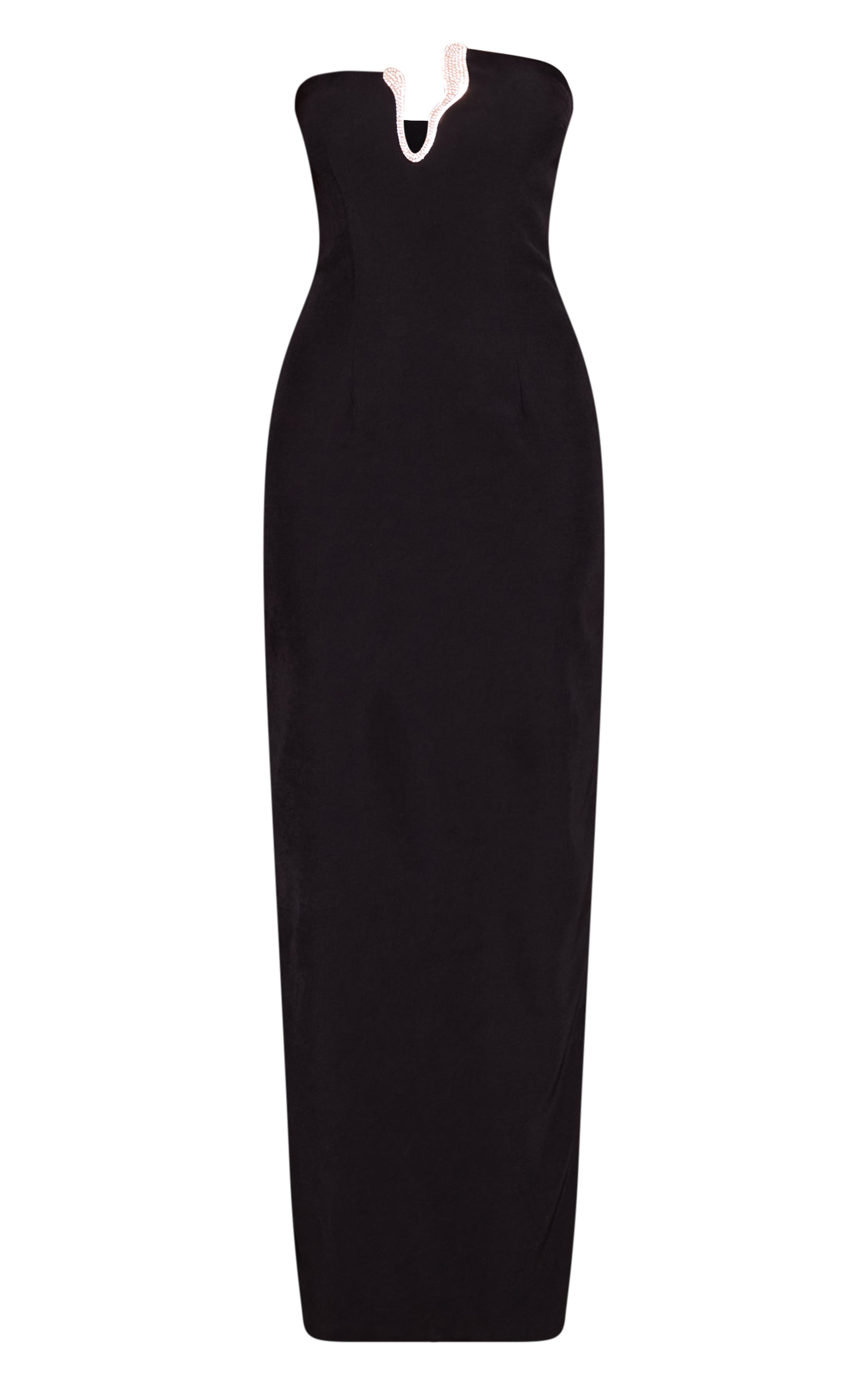 Black Trim Detail Bandeau Bodycon Maxi Dress image 5