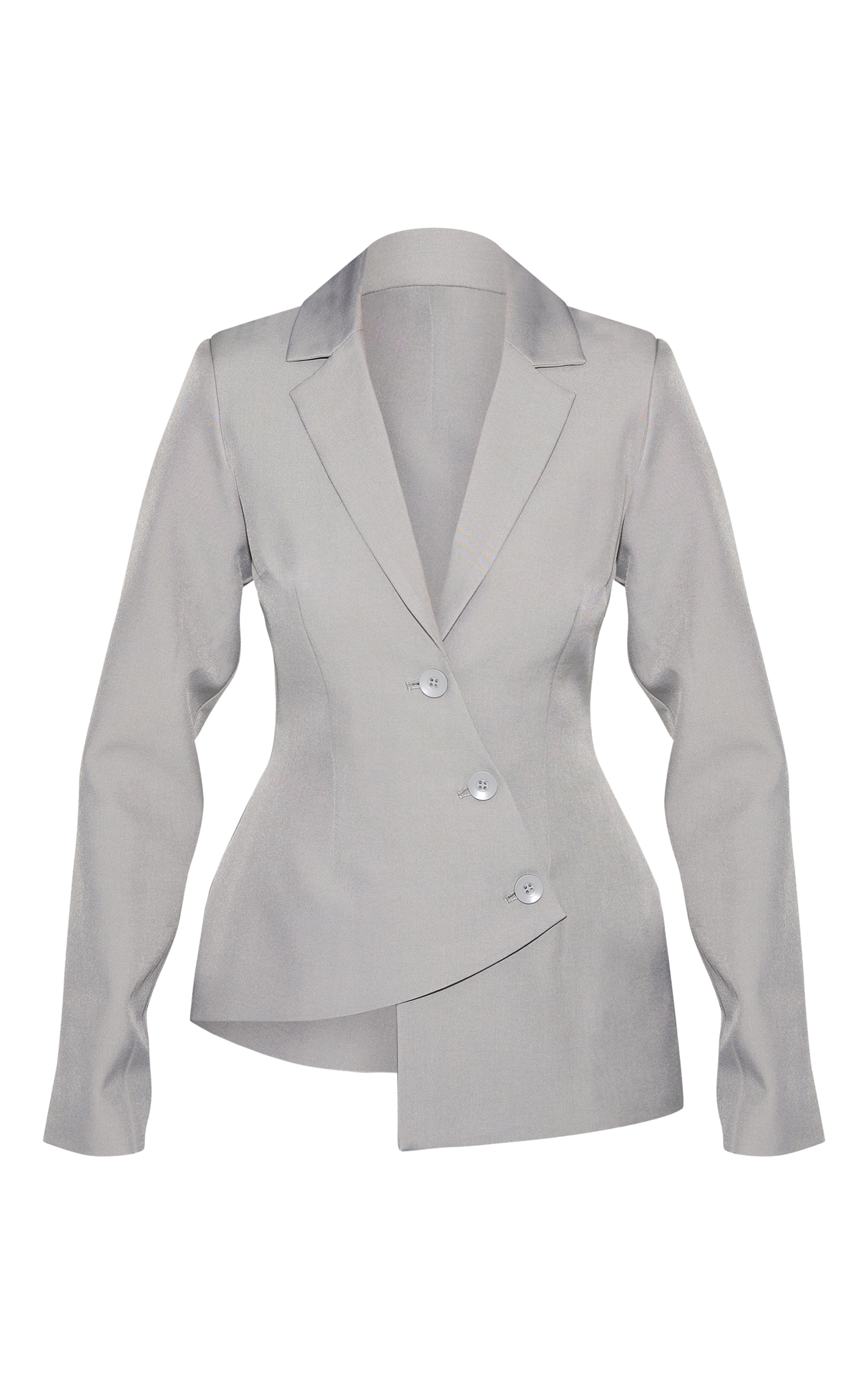 Grey Asymmetric Button Blazer image 5