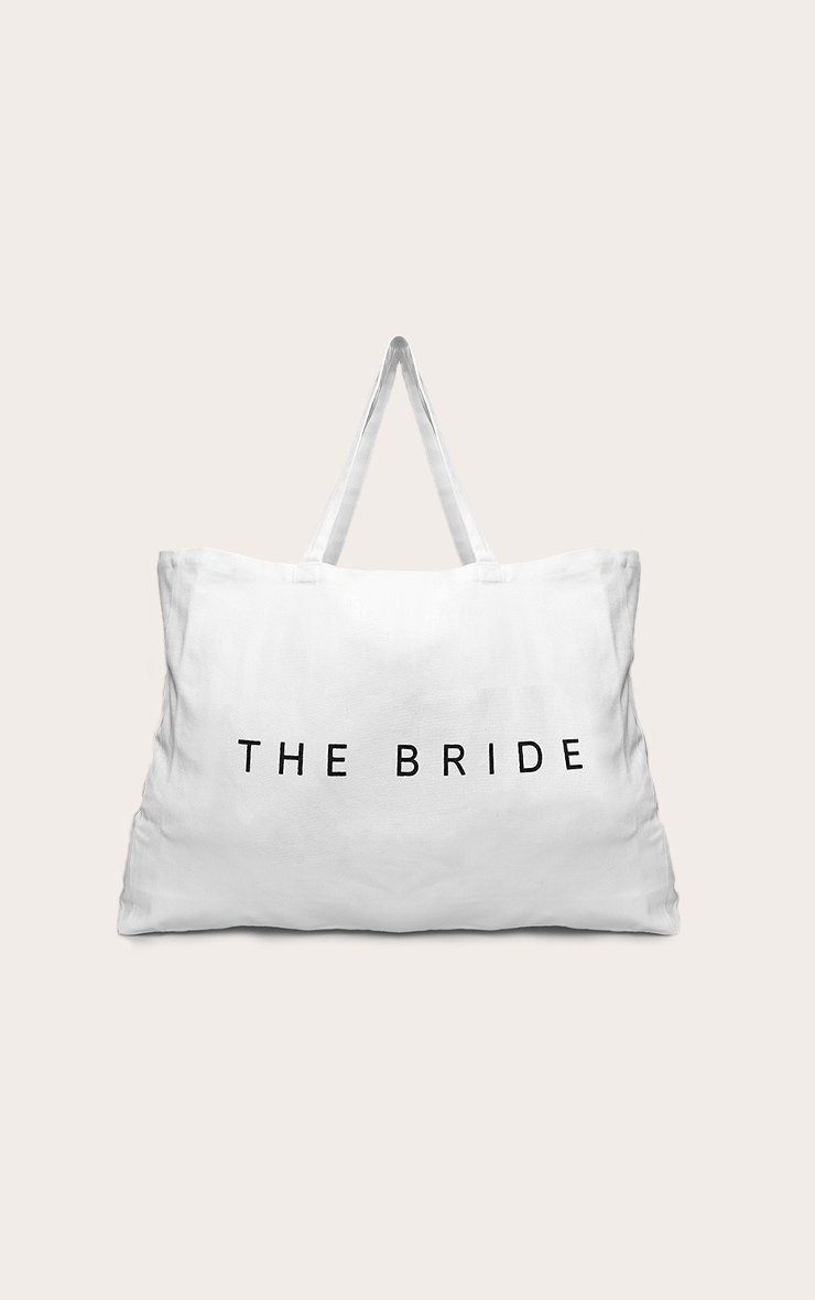 White The Bride Canvas Tote Bag image 1
