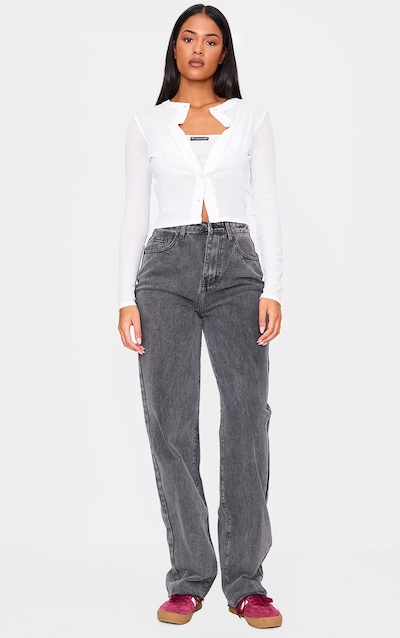 Tall Washed Grey High Waist Straight Leg Jeans