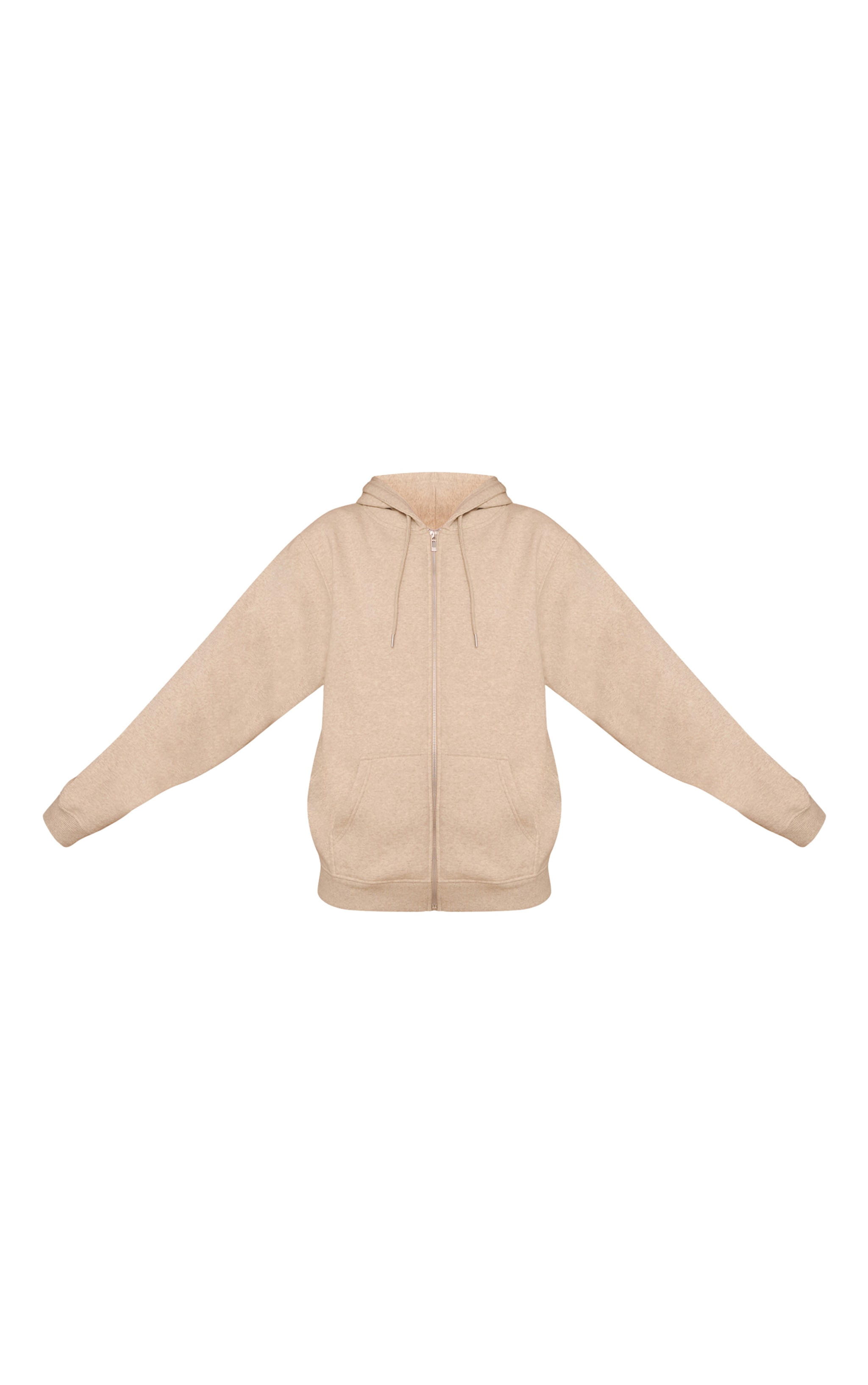 Oatmeal Marl Cotton Fleece Full Zip Hoodie image 5