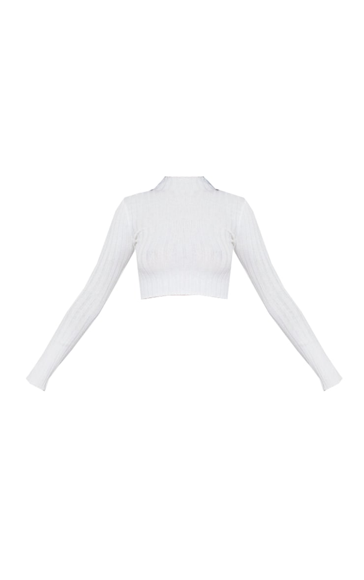 Tall White Knit Long Sleeve Top image 5