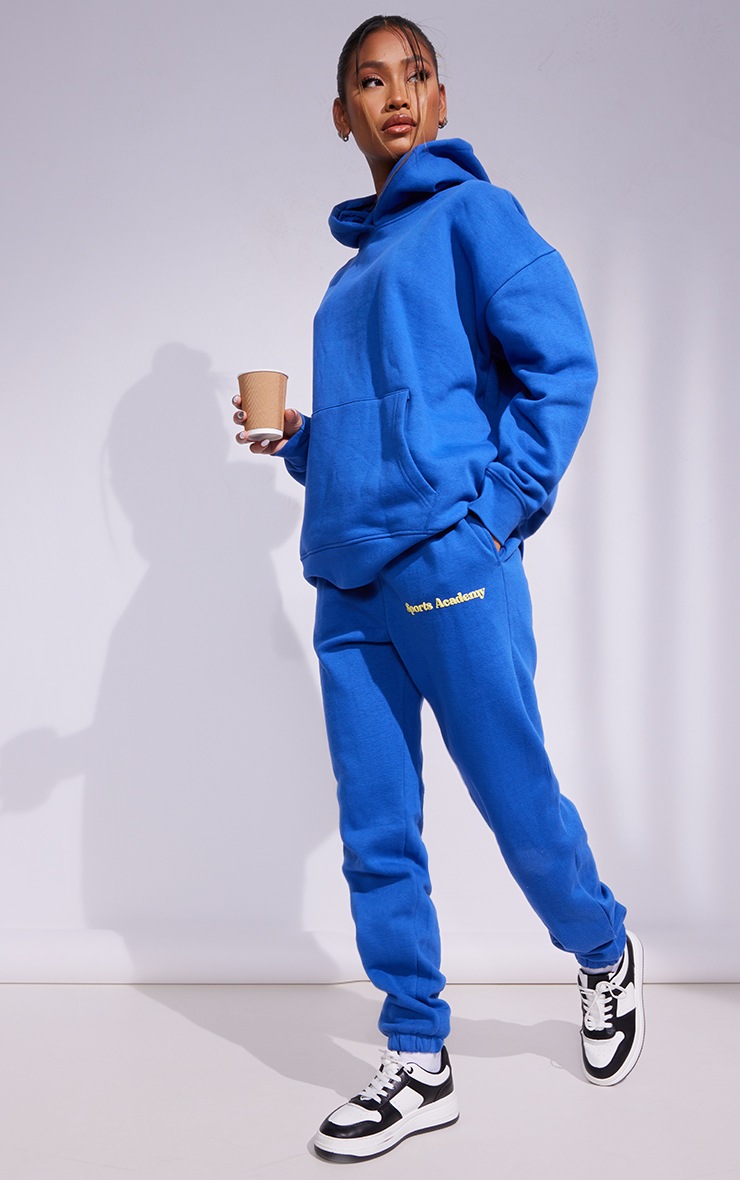 PLT Label Royal Blue Sports Academy Puff Print Oversized Joggers image 1