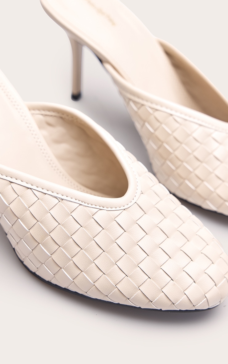 Cream Hand Woven Round Toe Mule image 5