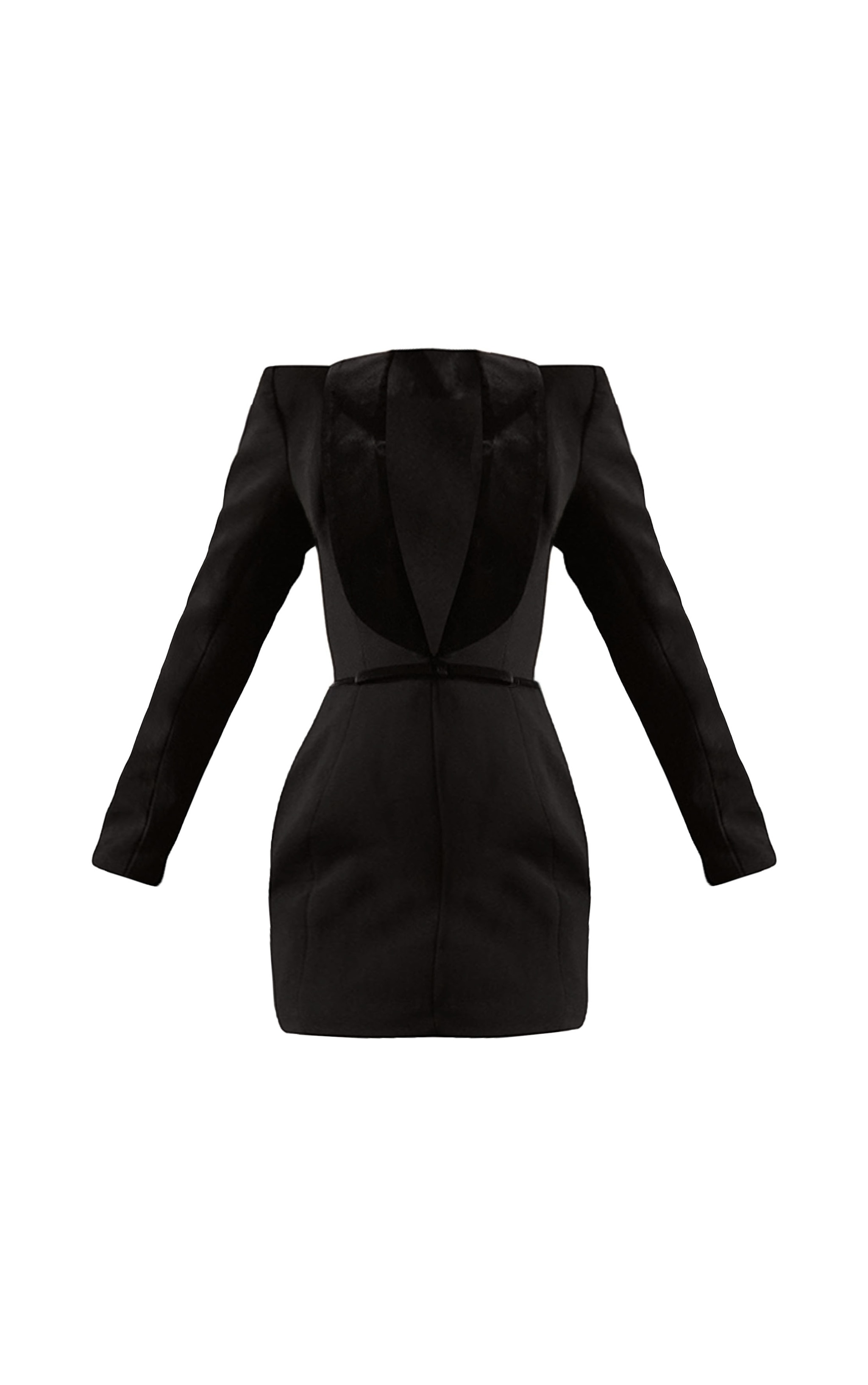 PLT Label Robe blazer noir à revers et noeud en velours image 6