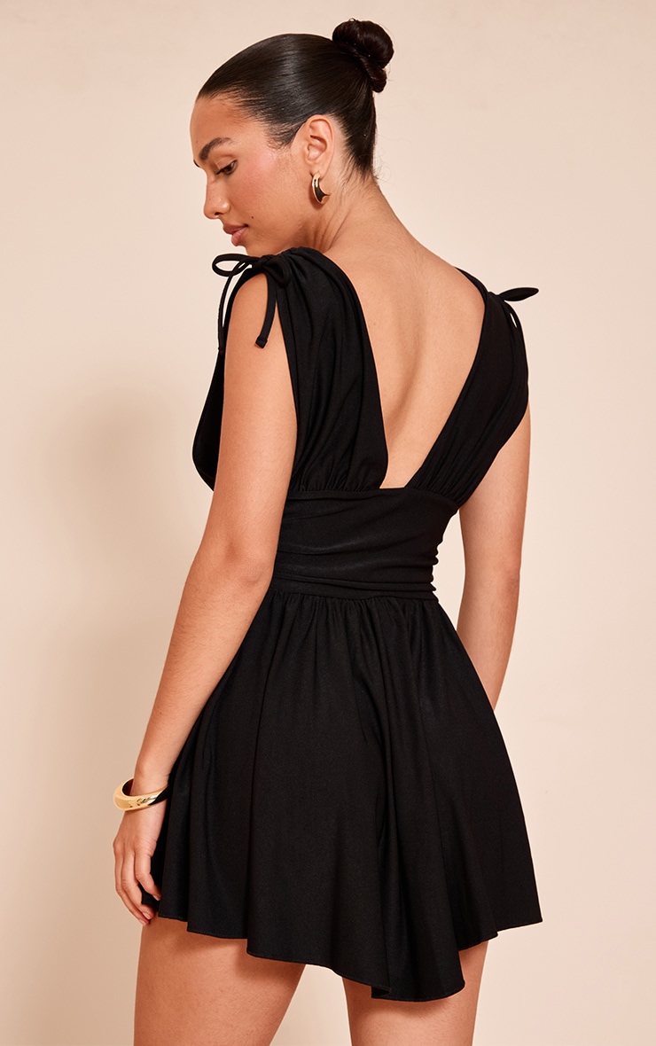 Black Jersey Plunge Neck Shift Dress image 2