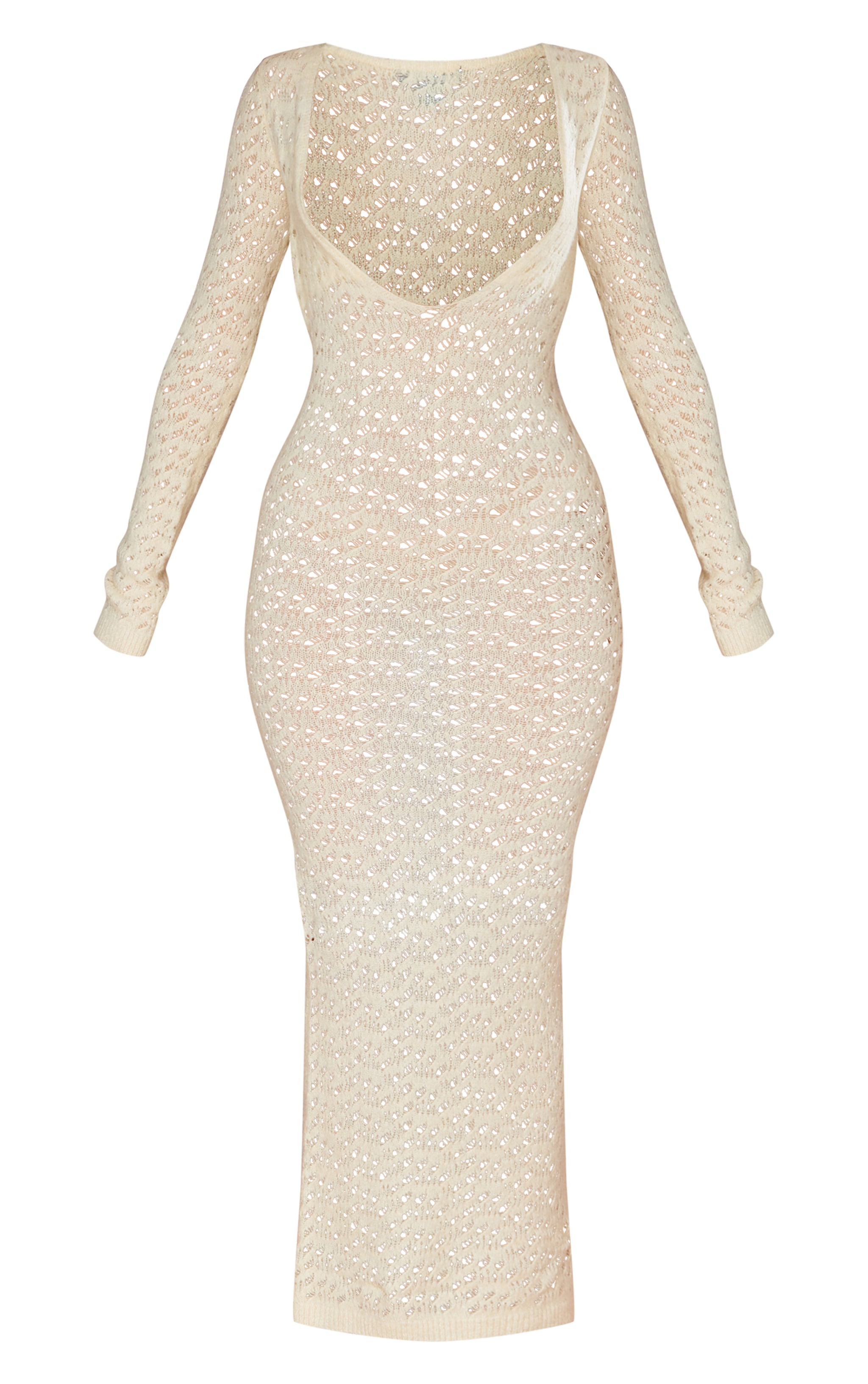 Petite Cream Knitted Open Front Maxi Dress image 1